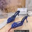 Manolo Blahnik Heel 7cm MAYSALEBI Mesh Checkered Mules Blue