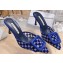 Manolo Blahnik Heel 7cm MAYSALEBI Mesh Checkered Mules Blue