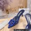 Manolo Blahnik Heel 7cm MAYSALEBI Mesh Checkered Mules Blue