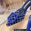 Manolo Blahnik Heel 7cm MAYSALEBI Mesh Checkered Mules Blue
