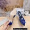 Manolo Blahnik Heel 7cm MAYSALEBI Mesh Checkered Mules Blue