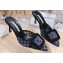 Manolo Blahnik Heel 7cm MAYSALEBI Mesh Checkered Mules Black/Gray