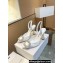 Manolo Blahnik Heel 9cm Prietasli Crystal and Pearl Buckle Satin Slingback Pumps White