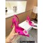 Manolo Blahnik Heel 9cm Prietasli Crystal and Pearl Buckle Satin Slingback Pumps Fuchsia