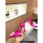 Manolo Blahnik Heel 9cm Prietasli Crystal and Pearl Buckle Satin Slingback Pumps Fuchsia
