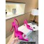 Manolo Blahnik Heel 9cm Prietasli Crystal Buckle Satin Slingback Pumps Fuchsia
