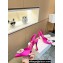 Manolo Blahnik Heel 9cm Prietasli Crystal Buckle Satin Slingback Pumps Fuchsia
