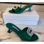 Manolo Blahnik Heel 5.5cm Satin Embellished Laalita Mules Green