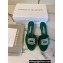 Manolo Blahnik Heel 5.5cm Satin Embellished Laalita Mules Green