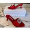 Manolo Blahnik Heel 5.5cm Satin Embellished Laalita Mules Red