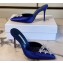 Manolo Blahnik Heel 9.5cm Satin Namutri Mules Blue