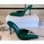 Manolo Blahnik Heel 9.5cm Satin Namutri Mules Green