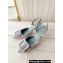Manolo Blahnik Heel 7cm MAYSLI Suede Buckle Slingback Mules Light Gray