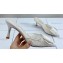 Manolo Blahnik Heel 7cm MAYSALEBI Lace Grosgrain Buckle Mules White