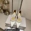 Jimmy Choo Heel 8.5cm Aurelie 85 Pointed Pumps Patent Leather White with Pearl Embellishment 2024