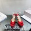 Jimmy Choo Platform 125 Saeda Sandals Satin Red with Crystal Embellishment 2024