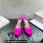 Jimmy Choo Platform 125 Saeda Sandals Satin Fuchsia with Crystal Embellishment 2024