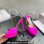 Jimmy Choo Platform 125 Saeda Sandals Satin Fuchsia with Crystal Embellishment 2024