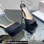 Jimmy Choo Platform 125 Saeda Sandals Satin Black with Crystal Embellishment 2024