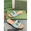 Gucci Women's Interlocking G cut-out Slide sandals 694451 Pale green and light brown suede 2024
