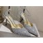 Jimmy Choo Heel 8.5cm Saeda 85 Pumps Glitter Silver with Crystal Embellishment 2024