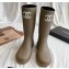 Cheap Sale Chanel CC Logo Rubber Rain Boots Khaki Green