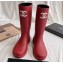 Cheap Sale Chanel CC Logo Rubber Rain Boots Red