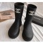 Cheap Sale Chanel CC Logo Rubber Rain Ankle Boots Black