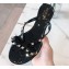 Cheap Sale Valentino Rubber Rockstud Thong PVC Flip Flops with Bow Black