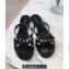 Cheap Sale Valentino Rubber Rockstud Thong PVC Flip Flops with Bow Black