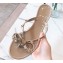 Cheap Sale Valentino Rubber Rockstud Thong PVC Flip Flops with Bow Nude