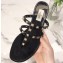 Cheap Sale Valentino Rubber Rockstud Thong Flat Sandals Black