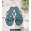Cheap Sale Valentino Rubber Rockstud Thong PVC Flip Flops with Bow Blue