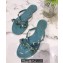 Cheap Sale Valentino Rubber Rockstud Thong PVC Flip Flops with Bow Blue