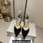 Jimmy Choo Heel 8.5cm Saeda 85 Pumps Suede Black with Crystal Embellishment 2024