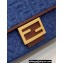 Fendi Medium Baguette Chain Midi FF bag Denim Blue