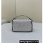 Fendi Mini Baguette Silver leather bag with crystal FF motif