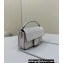 Fendi Mini Baguette Silver leather bag with crystal FF motif