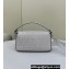 Fendi Medium Baguette Silver leather bag with crystal FF motif