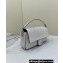 Fendi Medium Baguette Silver leather bag with crystal FF motif