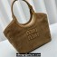 Miu Miu IVY Corduroy Small Tote bag 5BG276 Brown