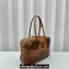 Miu Miu leather patchwork bag 5BB117 Cognac 2024