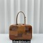 Miu Miu leather patchwork bag 5BB117 Cognac 2024