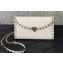 Valentino Rockstud Wallet With Chain in Grainy Calfskin White 2024
