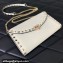 Valentino Rockstud Wallet With Chain in Grainy Calfskin White 2024