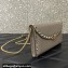 Valentino Rockstud Wallet With Chain in Grainy Calfskin Gray 2024