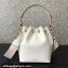 Valentino Locò Bucket Bag In Calfskin Leather White With Enamel Tone-On-Tone Vlogo Signature 2024