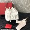 Valentino Locò Bucket Bag In Calfskin Leather White With Enamel Tone-On-Tone Vlogo Signature 2024