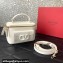 Valentino Mini Locò Handbag In Calfskin Leather White With Enamel Tone-On-Tone Vlogo Signature 2024