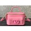 Valentino Mini Locò Handbag In Calfskin Leather Pink With Enamel Tone-On-Tone Vlogo Signature 2024